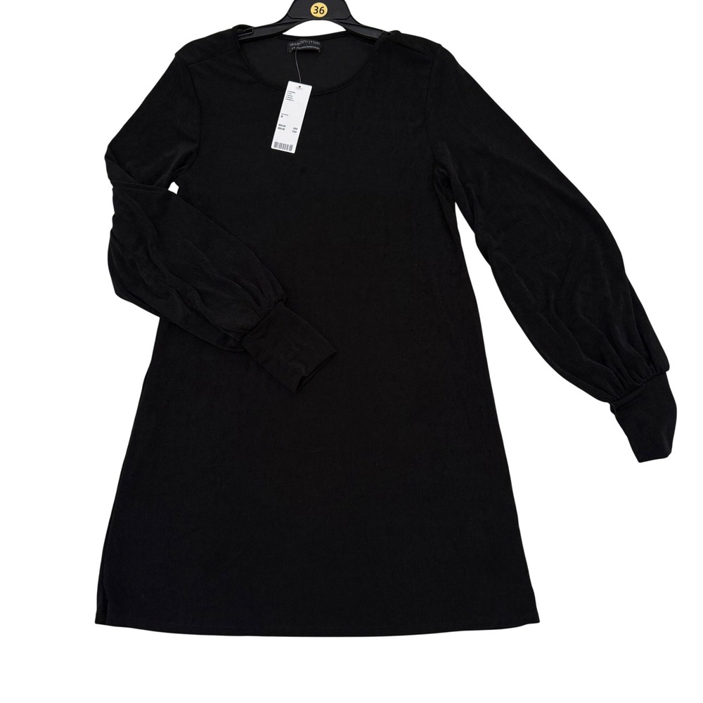 A29 Urban Outfitters Black Long Sleeve Mini Dress Bishop Sleeve Round Neck NWT M